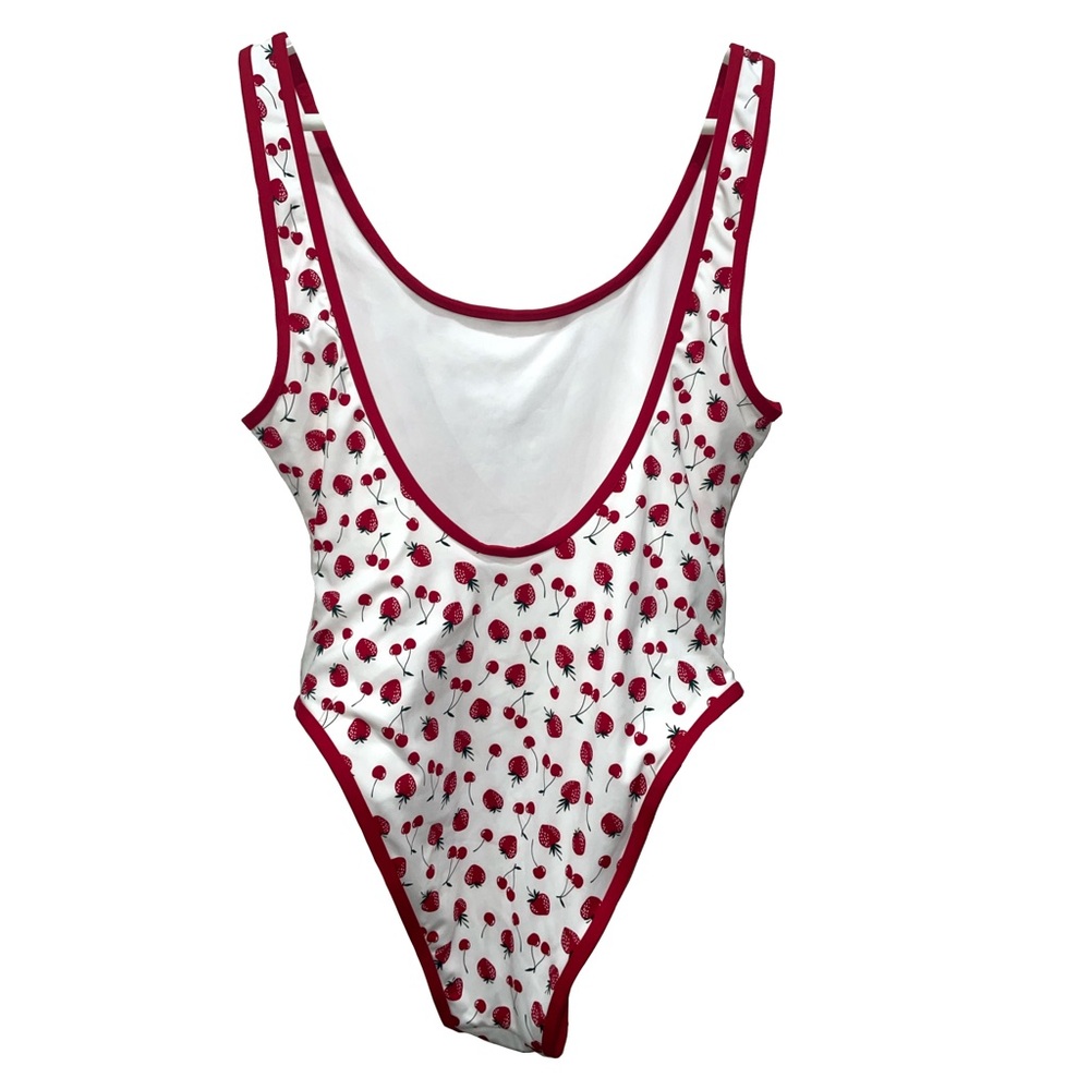 Pink by Frankie's Bikinis Marlow One-Piece Swimsuit Cherry Strawberry Large NWT - Picture 5 of 9